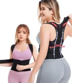 腰用 コルセット 姿勢ベルト サポーター ストレッチ (ブラック, XL)