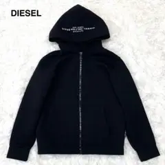 【美品】ディーゼル ジップアップ パーカー フード ロゴ刺繍 140 BLK