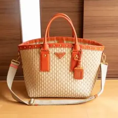 新品/未使用/正規店購入・PRADA ・かごバッグ 編み込みハンドル/送料込み org.jpg