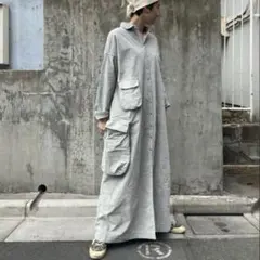 極美品　アルバムディファミリア　シャツワンピ　ロングシャツドレス　2024 極美品アルバムディファミリアシャツワンピロングシャツドレス2024