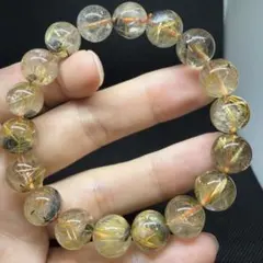 071 ゴールドタイチン ルチルクォーツ ブレスレット ギラギラ輝く極太