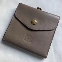 IL BISONTE イルビゾンテ 二つ折り財布 がま口 レザー グレージュ