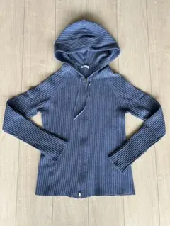 GU リブニット ダブルジップパーカー ブルー