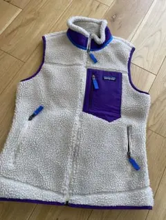 Patagonia フリースベスト　レトロX ホワイト・パープル　Sサイズ