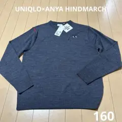 新品ユニクロアニヤハインドマーチメリノクルーネックセーター160UNIQLO