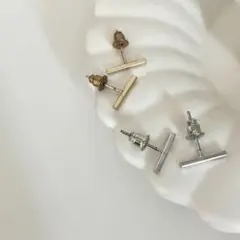 バーピアス　シルバー＆ゴールドセット★レクタングル
