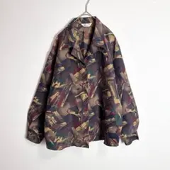 柄シャツ　総柄　9分袖　オープンカラー　マルチカラー　ブラウン　ユニセックス