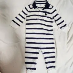RALPH LAUREN　12M　80 ボーダー　ロンパース　ホワイト