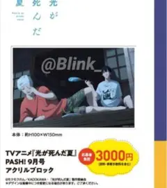 【全サ 応募 用紙】光が死んだ夏②★アクリルブロック★PASH パッシュ 9月★