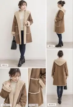 ボア ムートン風 コート ブラウン M 冬 美品