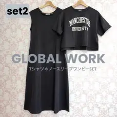 美品／GLOBAL WORK★Tシャツ＊ノースリーブワンピースSET