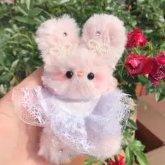 ハンドメイド ⋆꙳ モールドール ふわふわ ピンク うさちゃん キーホルダー