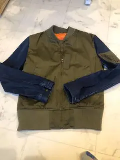 MA-1 ブルゾン カーキ デニム切り返し