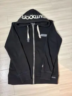 OUTDOOR ブラック ジップアップ パーカー