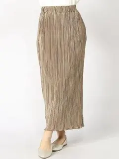 LOWRYS FARM　ロングプリーツタイトスカート　F　ゴールド　0622