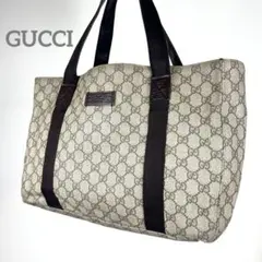 グッチ　トートバッグ　GGスプリーム　ロゴ総柄　プレート　PVCレザー　特価品