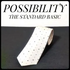 ★美品★ ポシビリティー ネクタイ オフホワイト ドット ストライプ ビジネス