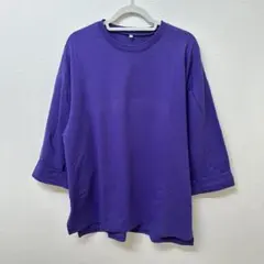 【 Champion 】パープル 七分袖 Tシャツ M