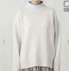 Gready Brilliant favori 綿混ネップ衿裏配色タートルニット