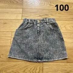 バースデイ　デニム調 スカート 裏起毛　冬用　ゴムウエスト　100