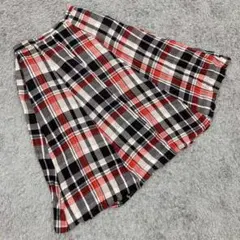 フリーズマート (F) コットンリネン タータンチェック ミモレ丈フレアスカート