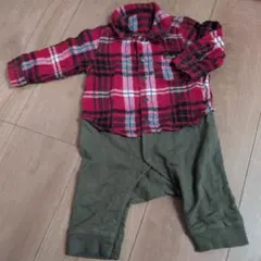 【即日発送】ブランシェス　チェック　ロンパース　長袖ロンパース　70　男の子のサムネイル