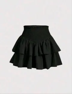 フリル付きブラックミニスカート shein