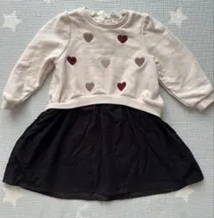 petit main ハート刺繍 長袖ワンピース　100cm