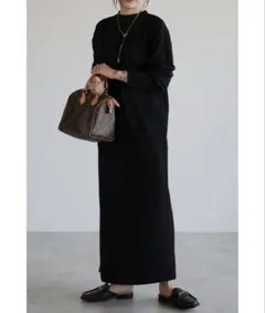 タグ付き　ボンジュールサガン　バックヘンリーネックワンピース