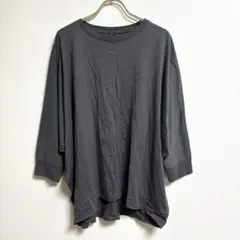 ✨綿100％✨ ユニクロ【XL】カットソー トップス 五分袖 グレー ゆったり