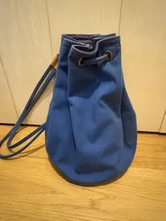 HERMES 巾着型 キャンバス ショルダーバッグ ブルーのサムネイル