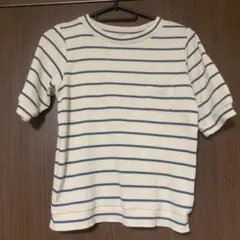 【激安】POU DOU DOU 半袖Tシャツ ホワイト/ブルーボーダーのサムネイル