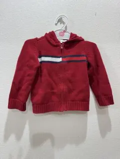 トミーヒルフィガー ニットパーカー　赤　2/2T 90cm