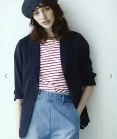 le.coeur blanc リネンライクテーラージャケット 1つボタン 紺