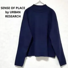 センスオブプレイス ネイビー ストレッチ リブ ハイネック セーター 長袖