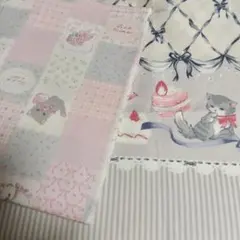 パッチワーク風ねこちゃん柄＆おしゃれネコさん柄生地　キャット　貴重