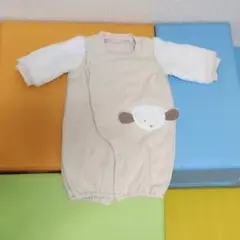 ベージュ羊刺繍ツーウェイドレスオール 50-60