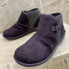 新品★レディース★22.5cm★撥水 シワ加工ブーツ 焦茶色 9872