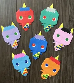 折り紙/節分/おに7枚/冬/1月/2月/壁面飾り/掲示板/保育園/施設/小学校①
