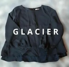 【GLACIER】 ダークネイビー　重ね着風長袖トップス