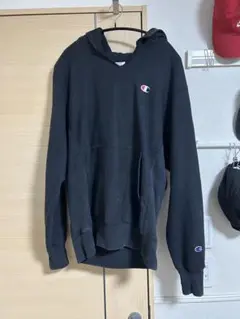 Champion ブラック パーカー リバースウィーブ