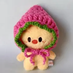 いちごのボンネット　ピンク　skzoo 10cm ぬい服　ポガリ