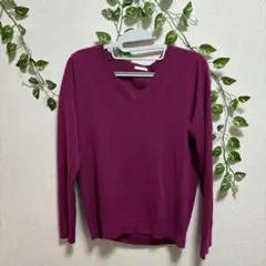 GU パープル Vネック ニット XL