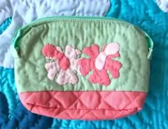 在庫一掃セール!!バイカラーポーチ♡ハイビスカス♡セルドングリーン♡ハワイアン