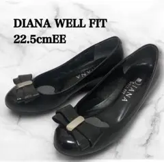 ダイアナウェルヒット エナメル リボン ヒール パンプス ブラック