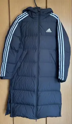 adidas フード付き黒ベンチコート J/O