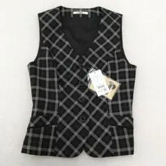 ボンマックス 事務服 チェック柄ベスト モノトーン ５号