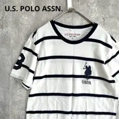 U.S. POLO ASSN. ストライプ　ロゴ刺繍　Tシャツ　カジュアル