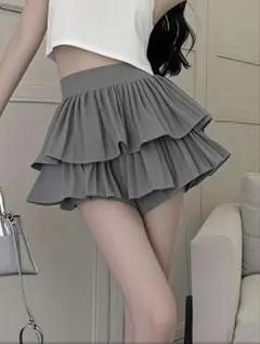 グレー フリル ミニスカート SHEIN