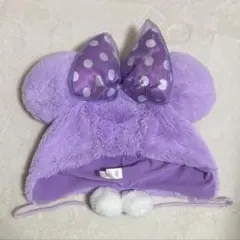 ミニーマウス　ファンキャップ　紫　水玉　58cm
